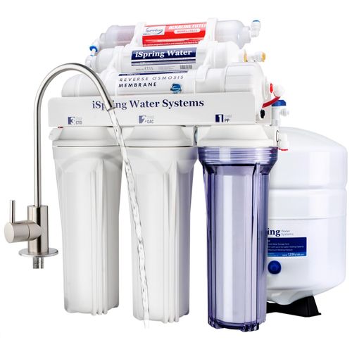 Main product image of 6 Stage NSF Certified Under Sink Reverse Osmosis Drinking Water Filter System w/ Brushed Nickel Faucet