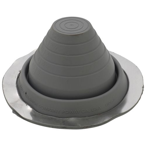 Main product image of Closed to 5" Round Universal Master Flash for Metal Roofs, Model #3 (Gray High Temperature Silicone)