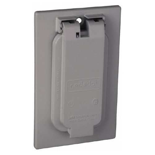 Main product image of 1 Gang Weatherproof Receptacle Cover, Zinc Alloy, 1 GFI Receptacle, Device Mount (Silver), DCCGV