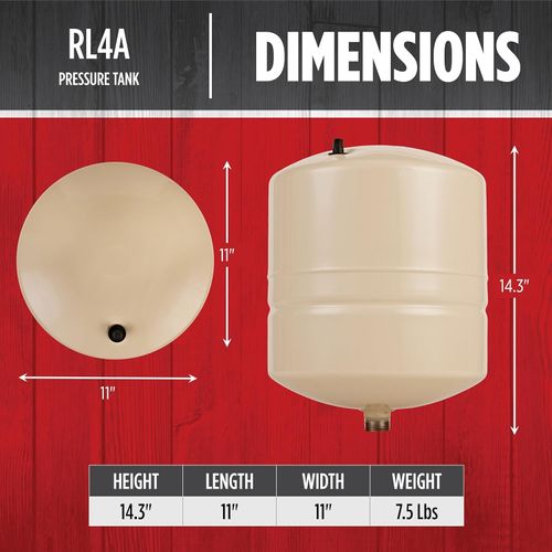 Main product image of RL4A 3/4" MNPT Straight Connect 20 Gauge Steel Inline Pressure Tank with 304 Stainless Steel Water Connection (4.5 Gal)