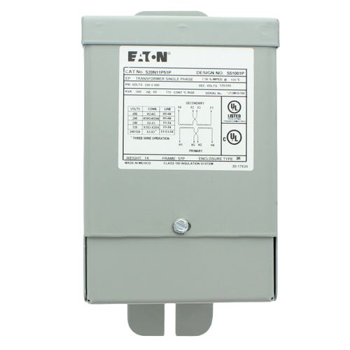 Main product image of Transformer, 0.5 kVA, 120/230/480V, Model 6E191, RZ011100