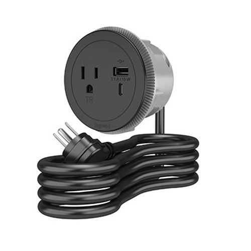 Main product image of Round Furniture Power Center Basic Power Unit (Black)