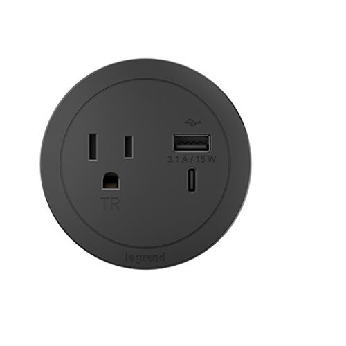 Main product image of Round Furniture Power Center Basic Power Unit (Black)