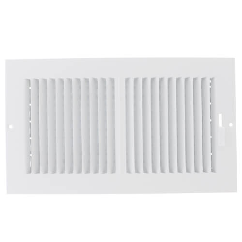 12" x 6" (Wall Opening Size) 2-Way Steel Sidewall/Ceiling Register, 1/2" Series 1 (White)
