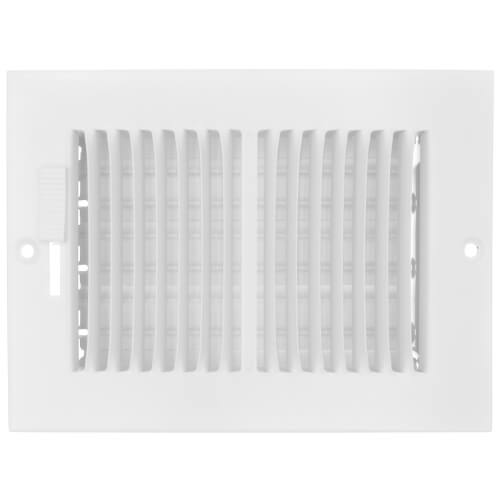 Main product image of 6" x 4" (Wall Opening Size) 2-Way Sidewall/Ceiling Register, 1/3" (White)