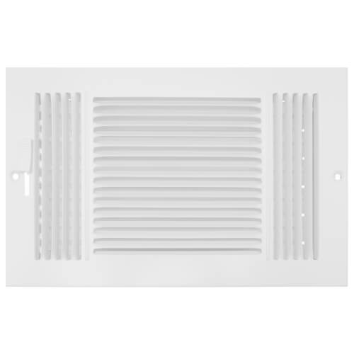 Main product image of 10" x 6" (Wall Opening Size) 3-Way Sidewall/Ceiling Register 1/3" (White)