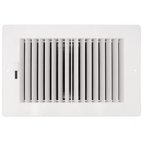 10" x 6" (Wall Opening Size) 2-Way Plastic Sidewall Register, 1/2" (White)