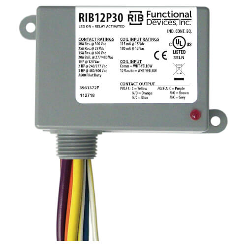 Main product image of Enclosed Relay 30 Amp DPDT with 12 Vac/dc Coil