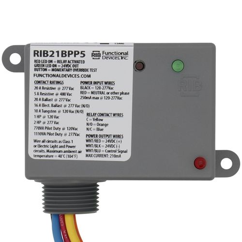 Main product image of Enclosed Relay Power Pack, 20A SPDT + Momentary Push Button Override Switch, 120-277 Vac UVPower Input, 5W Class 2 Output, NEMA 1