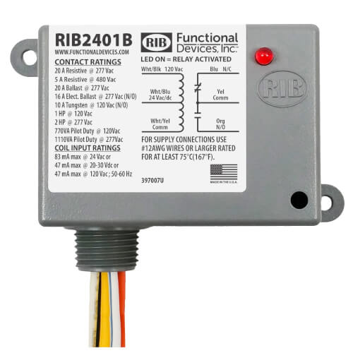Main product image of Enclosed Relay 20 Amp SPDT with 24 VAC/DC/120 VAC Coil