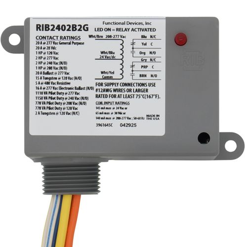 Main product image of Enclosed Power Relay 20A DPDT-N/C w/ 24Vac/DC/208-277 Vac Coil, NEMA 1 Housing