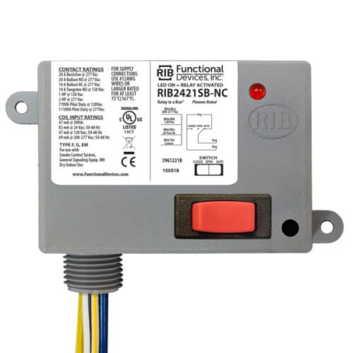 Main product image of Enclosed Relay 20 Amp SPST-N/C & Override with 24 Vac/dc/208-277 Vac/120 Vac Coil