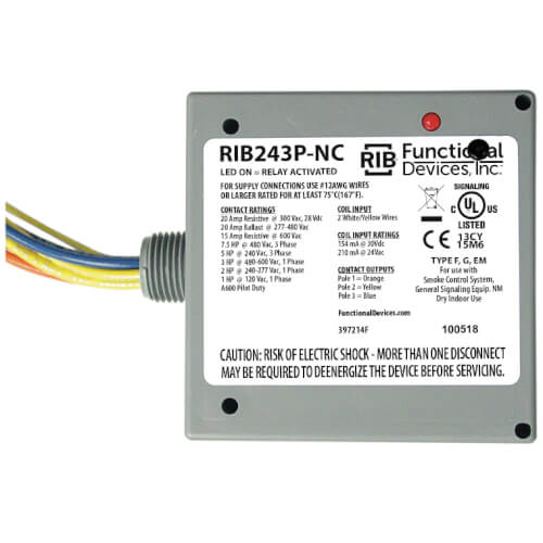 Main product image of Enclosed Power Relay, 20 Amp 3PST-N/C, with 24 VAC/DC Coil