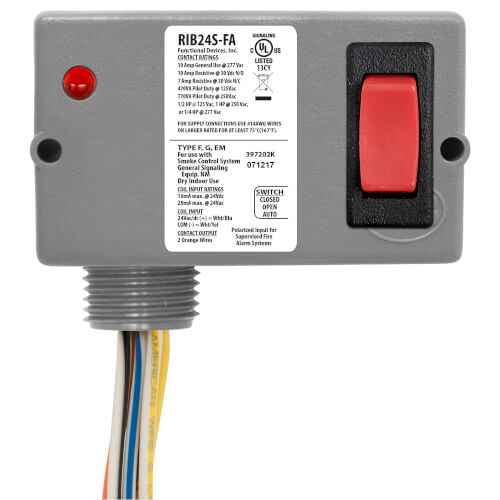 Main product image of Enclosed Polarized/Alarm Relay 10 Amp SPST & Override w/ 24 Vac/dc Coil