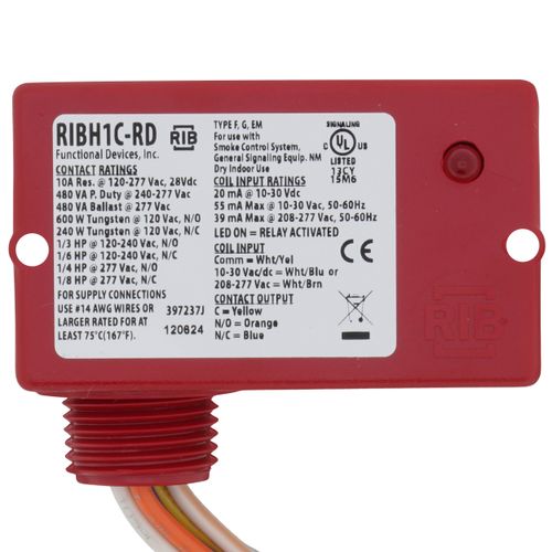 Main product image of Enclosed Pilot Relay, 10A SPDT w/ 10-30 Vac/DC/208-277 Vac Coil, Red Housing