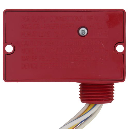 Main product image of Enclosed Pilot Relay, 10A SPDT w/ 10-30 Vac/DC/208-277 Vac Coil, Red Housing
