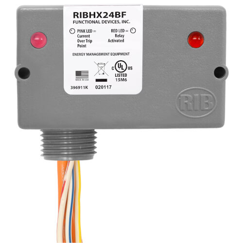 Current Switch and Relay Combination, 20 Amp SPST-N/O, Fixed, 24 Vac/dc Coil