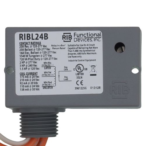 Main product image of Enclosed Mechanically Latching Relay, 20A SPST w/ 24 Vac/DC Coil, NEMA 1 Housing