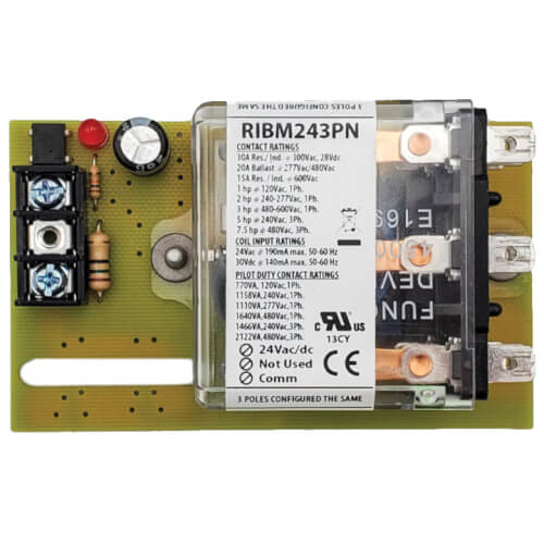 Main product image of 4" Track Mount Power Relay, 30 Amp 3PDT, with 24 VAC/DC Coil