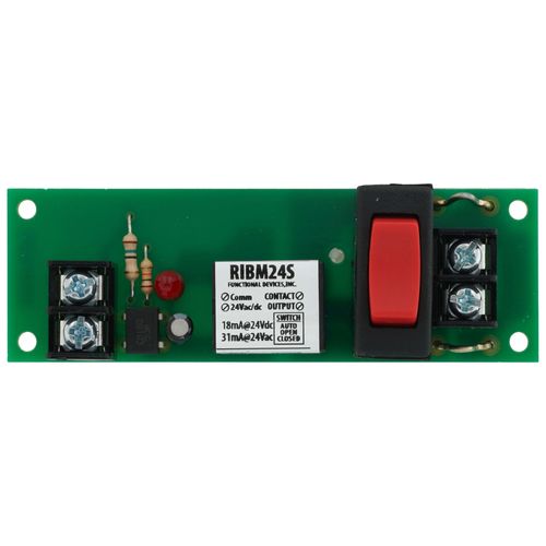 Main product image of Pilot Panel Relay, 15A SPST + Override w/ 24 Vac/DC Coil, 4" Track Mount