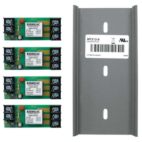 Main product image of 2.75" x 6.00" Track Mount Pilot Relays, 15 Amp SPDT, with 24 VAC/DC Coil (Four Relays)