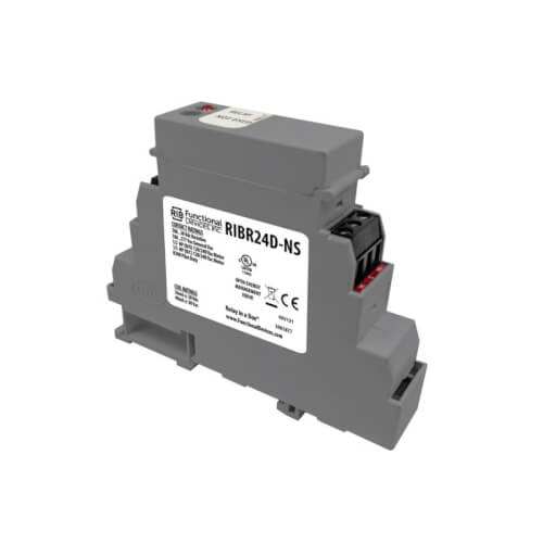DIN Rail Mount Relay, 10 Amp DPDT, 24 VAC/DC Coil
