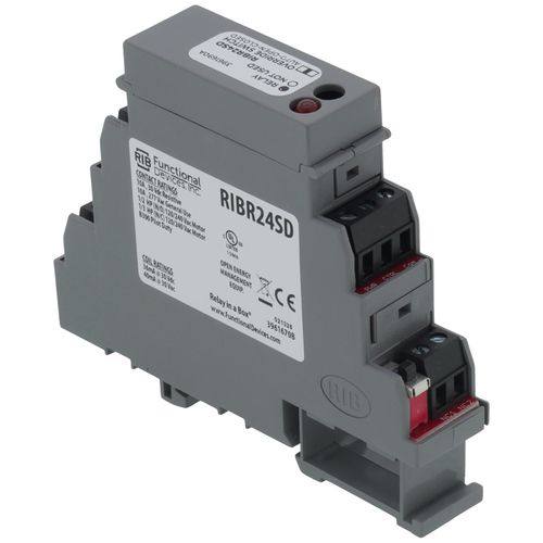 Main product image of DIN Rail Mount Relay, 10A DPDT + Override, 24 Vac/dc Coil