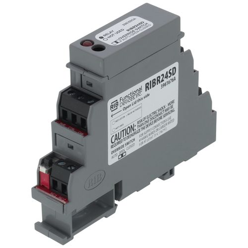 Main product image of DIN Rail Mount Relay, 10A DPDT + Override, 24 Vac/dc Coil