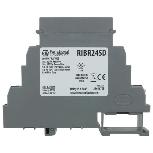 Main product image of DIN Rail Mount Relay, 10A DPDT + Override, 24 Vac/dc Coil