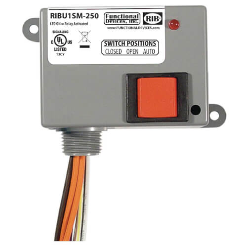 Main product image of Enclosed Pilot Relay 10 Amp, SPST-N/O & Override & Monitor w/ 10-30 Vac/dc/120 Vac Coil