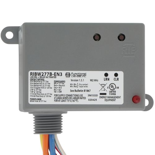 Main product image of EnOcean 902 MHz Wireless Relay, Transceiver / Repeater, 20A SPDT, 277 Vac Power Input, Dry Contact Input, NEMA 1 Housing