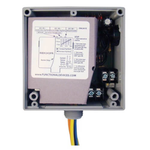 Main product image of Current Switch and Relay Combination, 20 Amp 3PST-N/O, 24Vac/dc Coil, Internal Adjustable, 0.5-20 Amp
