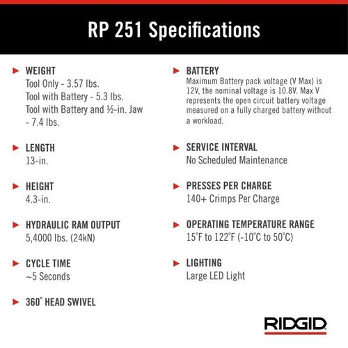Main product image of RP 251 Compact Press Tool (Tool Only, No Jaws)