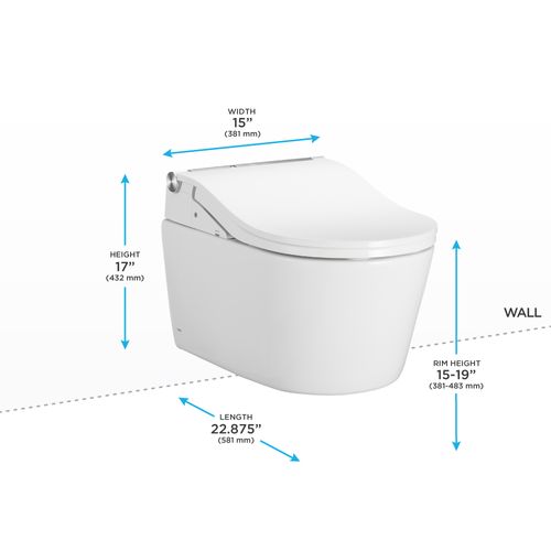 Main product image of CWT4474547CMFGA#MS Washlet + Rp Wall Hung D Shape Toilet w/ RW Bidet Seat & Duofit In Wall 1.28 & 0.9 GPF Auto Dual Flush Tank System (Matte Silver)