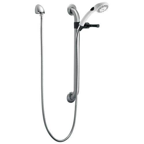 Main product image of Commercial HDF 1-Setting Hand Shower w/ Grab Bar & Elbow (Stainless & White), RPW324HDF
