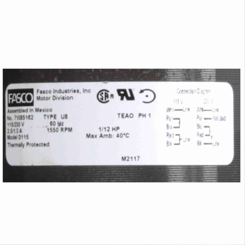 Main product image of 1/12 hp Motor 1550 Rpm 115/230v Oem Ilg Replacement, D115