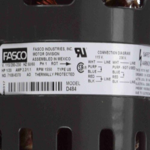 Main product image of Fan Motor 1/20 hp 1550 Rpm 115/208-230v, D484