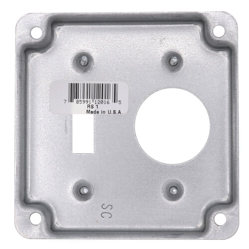 4" Square Surface Cover for One Toggle Switch & One Single Flush Receptacle
