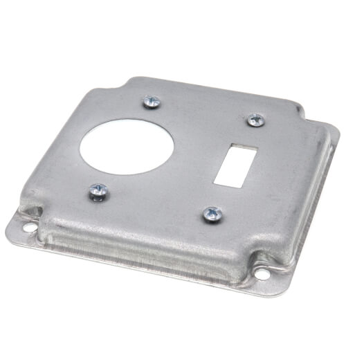 4" Square Surface Cover for One Toggle Switch & One Single Flush Receptacle