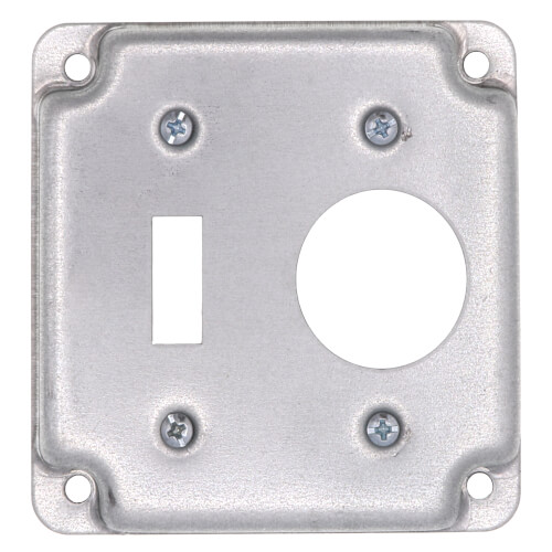 4" Square Surface Cover for One Toggle Switch & One Single Flush Receptacle