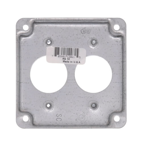 4" Square Surface Cover for Two Single Flush Receptacles