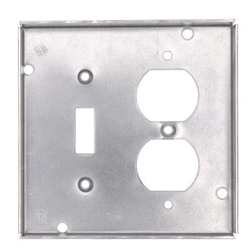 Main product image of 4-11/16" Square Surface Cover for One Toggle Switch and One Duplex Flush Receptacle
