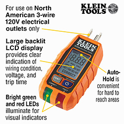 Main product image of GFCI Receptacle Tester with LCD