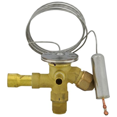Main product image of CO Series 3/8" x 1/2" x 1/4" Flare-Solder-Solder Changeable Orifice R-404A/R-507 Thermal Expansion Valve w/ 60" Capillary