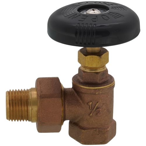 1/2" (FIP x Male Union) Hot Water Angle Radiator Valve