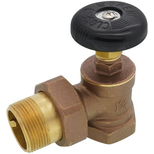 Main product image of 1-1/4" (FIP x Male Union) Hot Water Angle Radiator Valve
