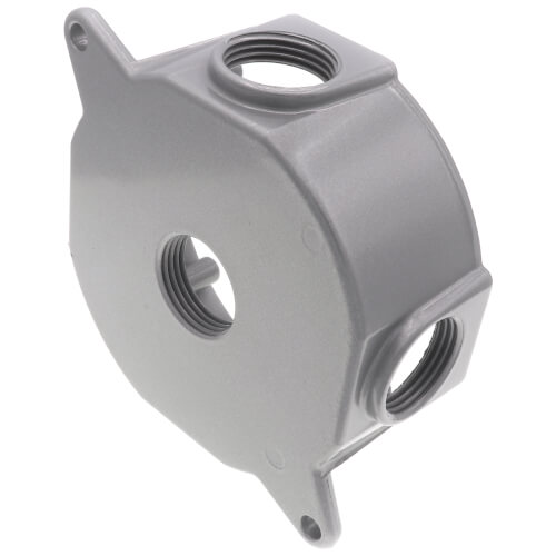 Main product image of 4-1/8" Dia., 3/4" Hub, 5 Outlets Round Outlet Box w/ Mounting Lugs (Silver)