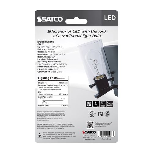 Main product image of 6W LED, Reminiscent, Flex Gray Coil Filament, ST19, Medium Base, 2700K CCT, Clear, 120V (12 Pack)