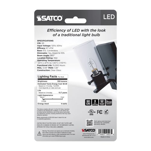 Main product image of 4W LED, Reminiscent, Flex Gray Coil Filament, B11, Candelabra Base, 2700K CCT, Clear, 120V, 2-Pack (12 Pack)