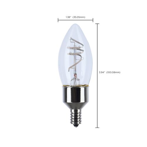 Main product image of 4W LED, Reminiscent, Flex Gray Coil Filament, B11, Candelabra Base, 2700K CCT, Clear, 120V, 2-Pack (12 Pack)